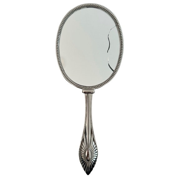 ARGENTO SC Hand Held Silver Plated Vanity Mirror 9” Enamel Swarovski Crystals - Picture 1 of 7